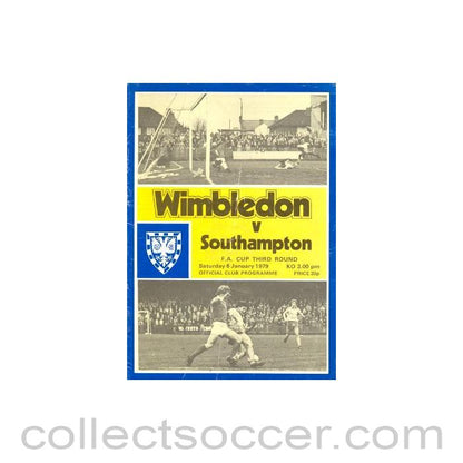 1979 - Wimbledon v Southampton official programme 06/01/1979