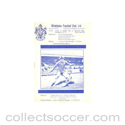 1974 - Wimbledon v Weymouth official programme 12/11/1974