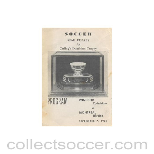 1957 Windsor Corinthians v Montreal Uktaina official programme 07/09/1957 Semi-Final for Carling Dominion Trophy