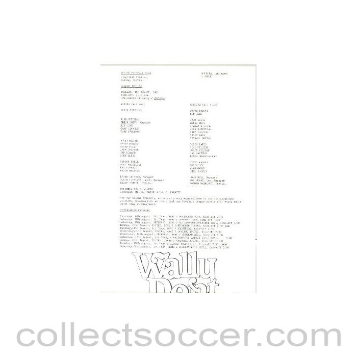 1981 - Woking vChelsea Official Programme 04/08/1981 Friendly