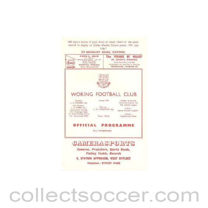1965 - Woking vChelsea official programme 07/12/1965