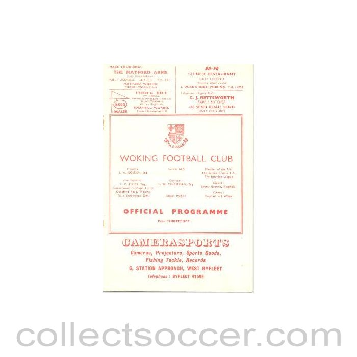 1964 - Woking vChelsea official programme 19/11/1964