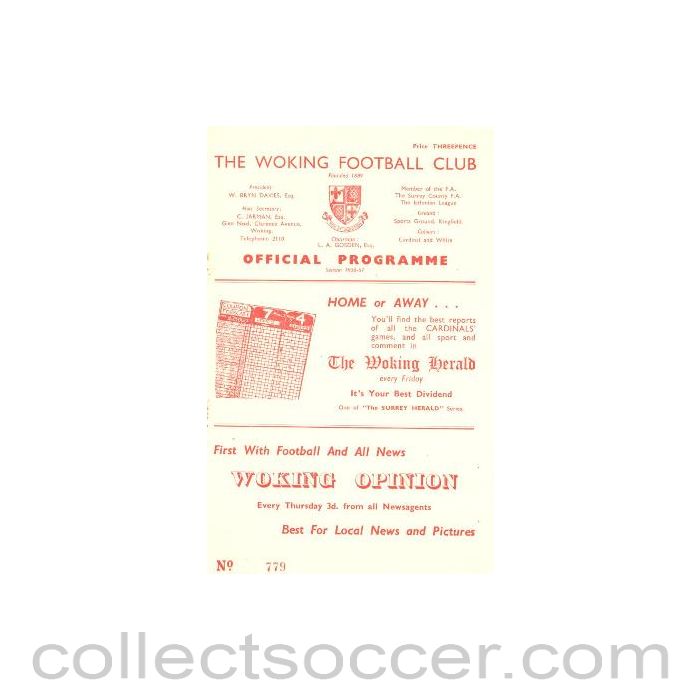 1956 - Woking v Clapton official programme 18/08/1956