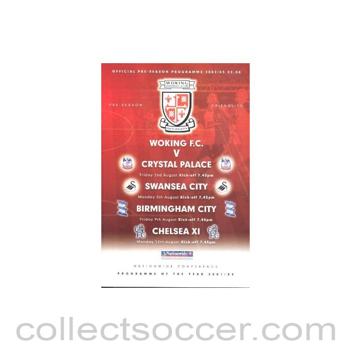 2001 - Woking v Crystal Palace official programme 02/08/2001