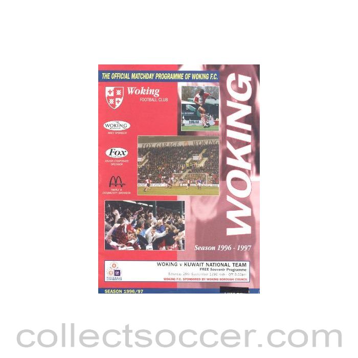 1996 - Woking v Kuwait National Team official programme 28/09/1996 Friendly