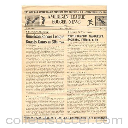 1963 - In the USA - Schalke Germany v Wolverhampton Wanderers official American League Soccer News programme of 26/05/1963