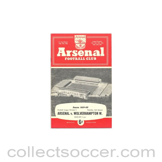 1960 - Arsenal v Wolverhampton W. official programme 02/01/1960