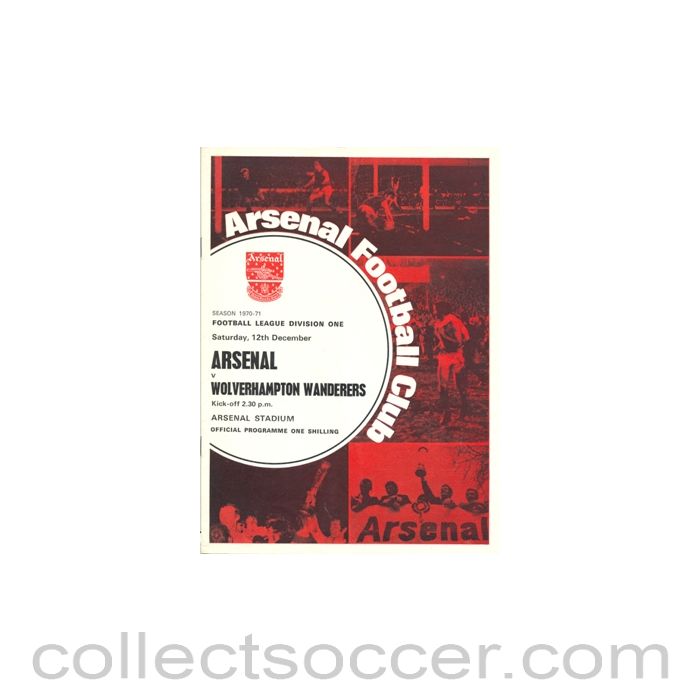 1970 - Arsenal v Wolverhampton Wanderers official programme 12/12/1970