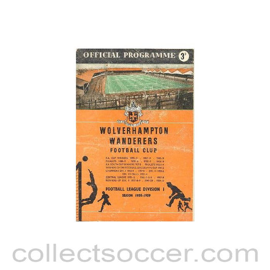 1959 - Wolverhampton Wanderers v Bolton Wanderers official programme 24/01/1959 F.A. Cup