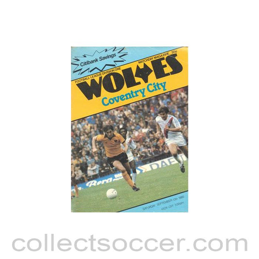 1980 - Wolverhampton Wanderers v Coventry City official programme 13/09/1980 Football League