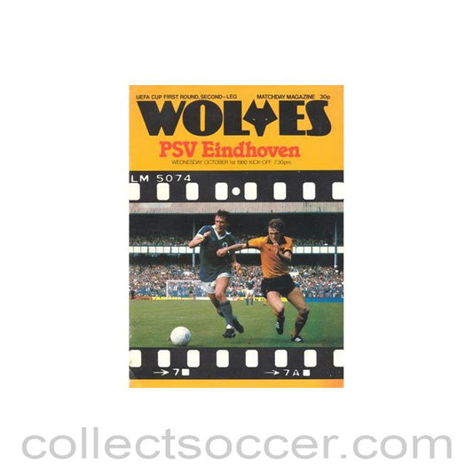 1980 - Wolverhampton Wanderers v Eindhoven official programme 01/10/1980 UEFA Cup