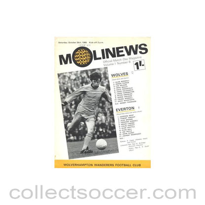 1968 - Wolverhampton Wanderers v Everton official programme 26/10/1968 Football League