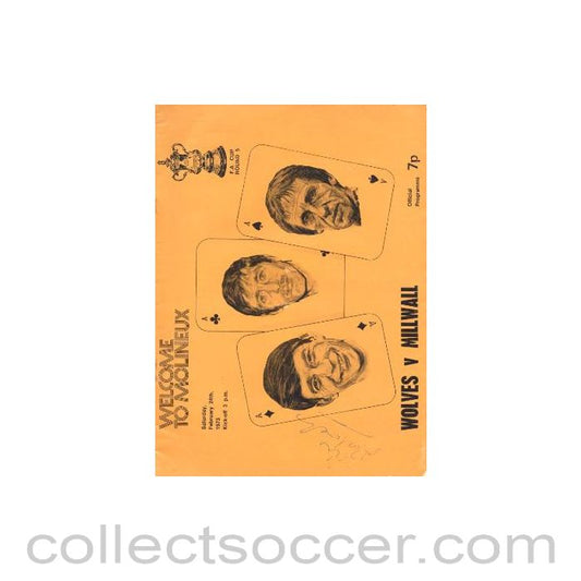 1973 - Wolverhampton Wanderers v Millwall official programme 24/02/1973