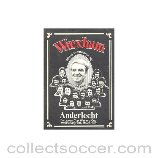 1976 - Wrexham v Anderlecht official programme 17/03/1976 Cup Winners Cup