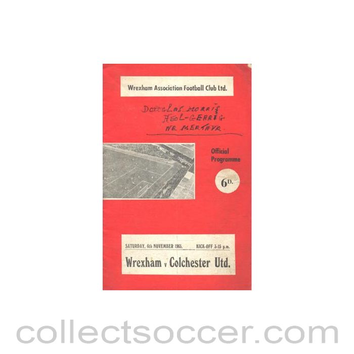 1965 - Wrexham v Colchester official programme 06/11/1965 Football League