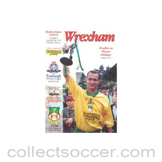 1993 - Wrexham v Rotherham official programme 14/08/1993 Football League