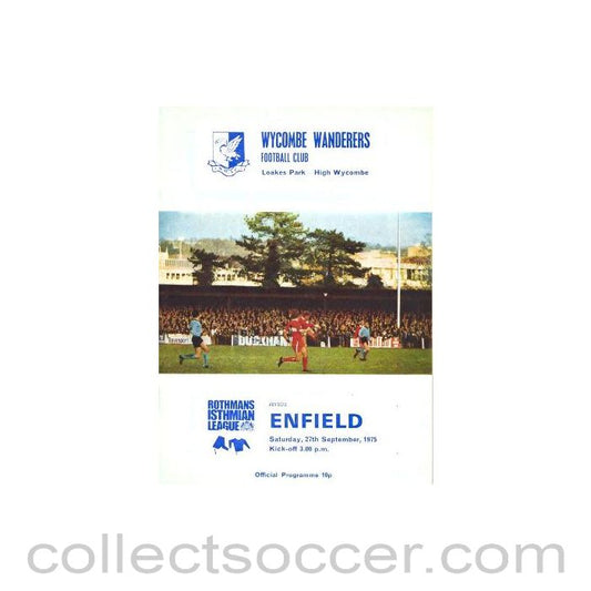 1975 - Wycombe Wanderers v Enfield official programme 27/09/1975