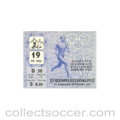 1952 - 15th Olympics Helsinki 1952 Ticket Football 19/07/1952