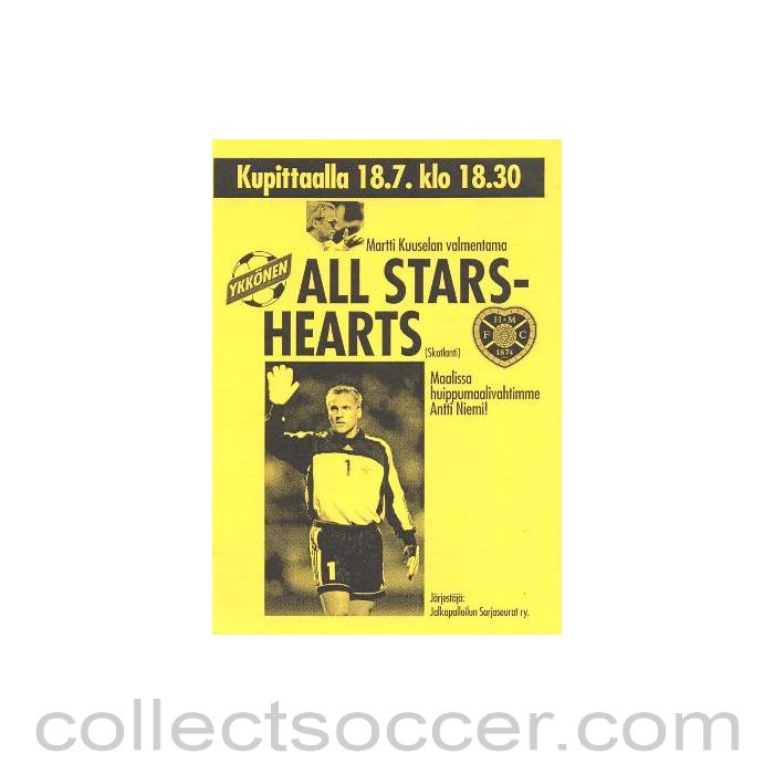 Ykkonen All Stars v Heart of Midlothian official programme