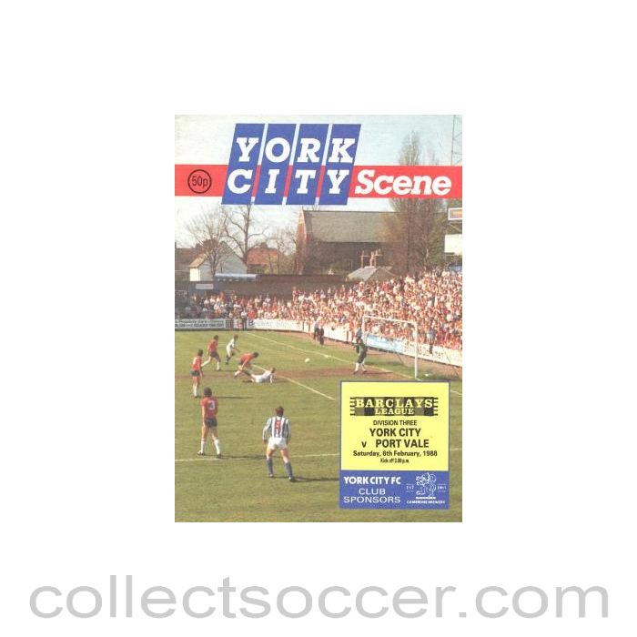1988 - York City v Port Vale official programme 06/02/1988 Barclays League