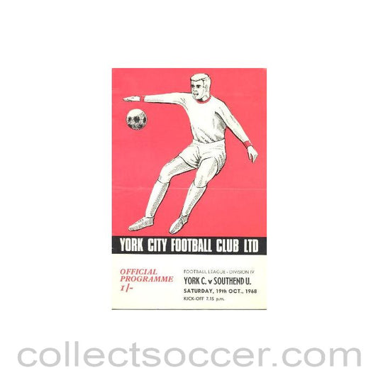 1968 - York City v Southend United official programme 19/10/1968