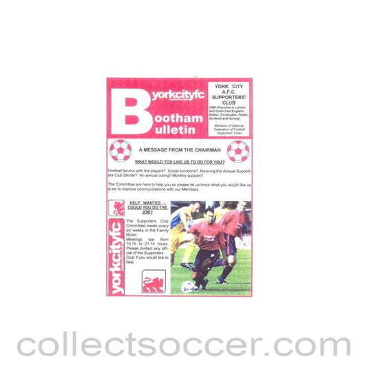 York City FC Bootham Bulletin of the Supporters' Club