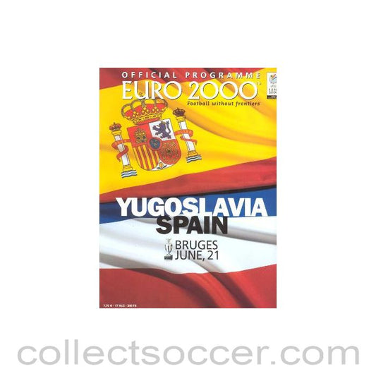 2000 - Euro 2000 Yugoslavia v Spain official programme 21/06/2000
