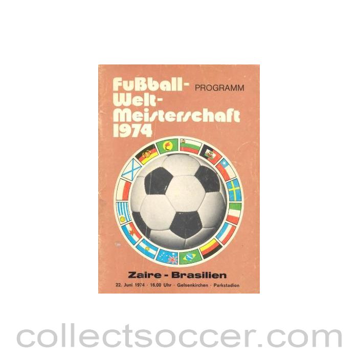 1974 World Cup - Zaire v Brazil official programme 22/06/1974
