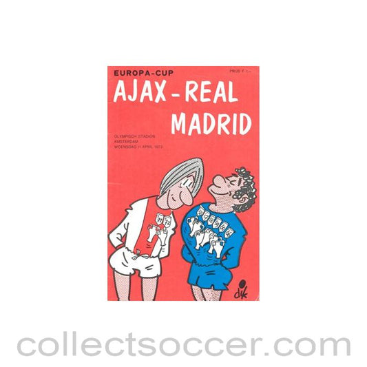 1973 Ajax v Real Madrid official programme 11/04/1973 Europa Cup