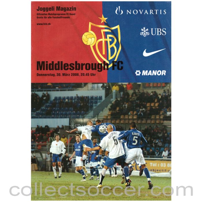 2006 FC Basel v Middlesbrough UEFA Cup Official Programme