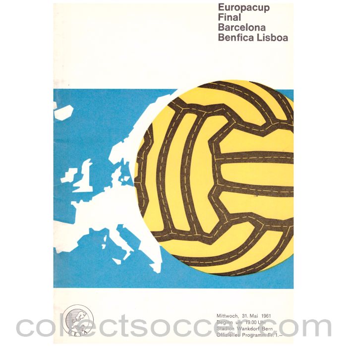 1961 European Cup Final Barcelona v Benifca Official Football Programme