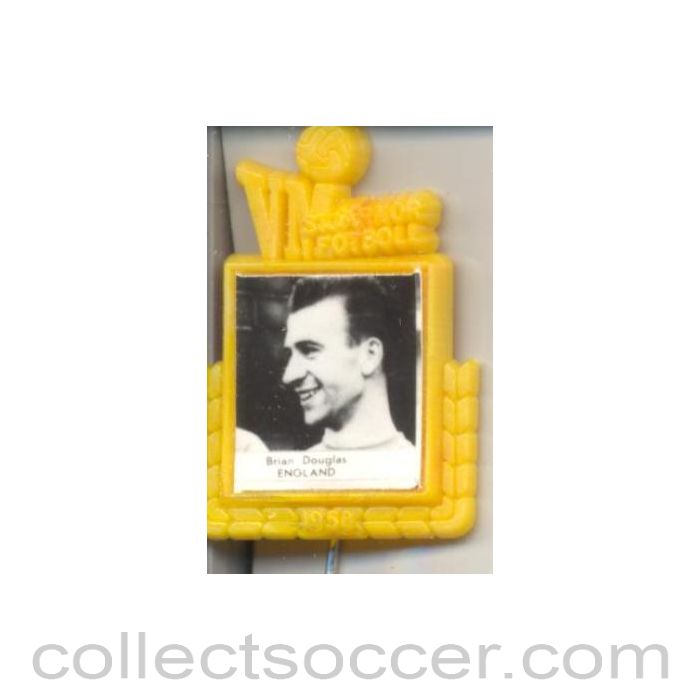 1958 - Brian Douglas England World Cup 1958 Badge Yellow