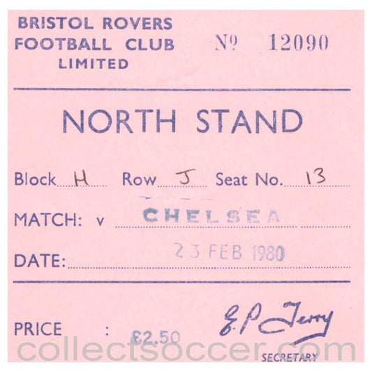 1980 Bristol Rovers v Chelsea football ticket