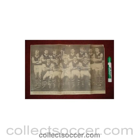 Burnley signed team photograph newspaper cutting