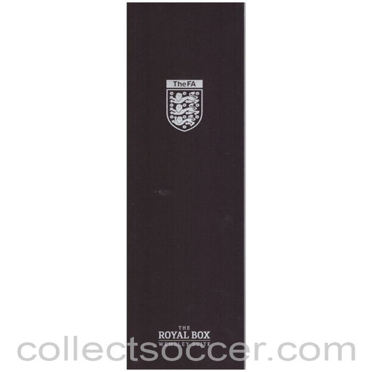 2015 Charity Shield Arsenal v Chelsea Rare Royal Box Menu