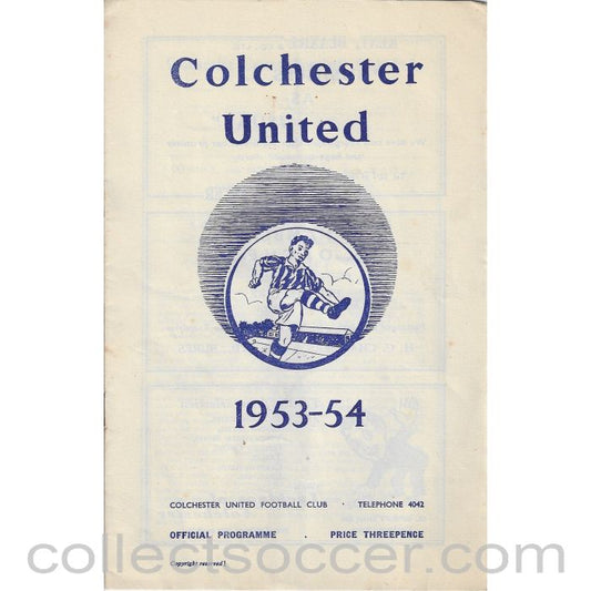 1953 - Colchester United v Aldershot 12/9/1953 Football Programme