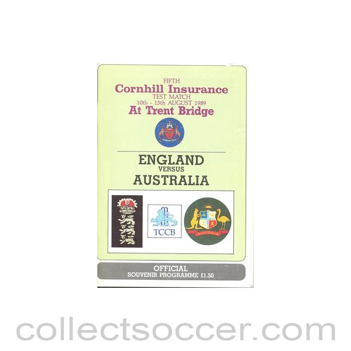 1989 - Cricket - England v Australia official programme August 1989 5th Cornhill Insurance Test Match