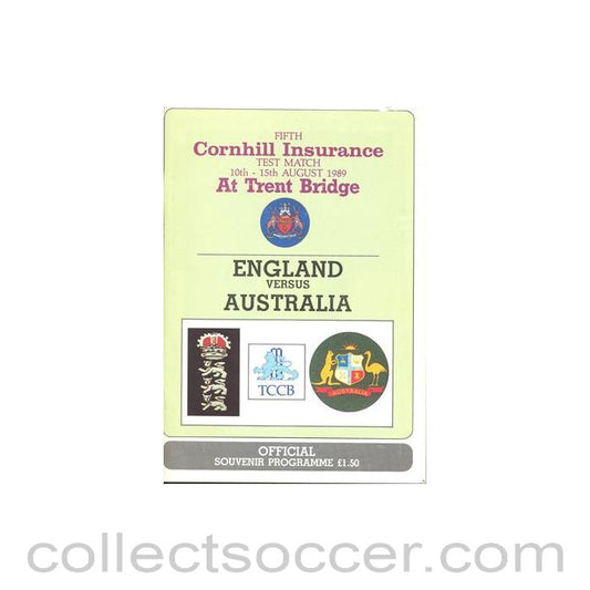 1989 - Cricket - England v Australia official programme August 1989 5th Cornhill Insurance Test Match