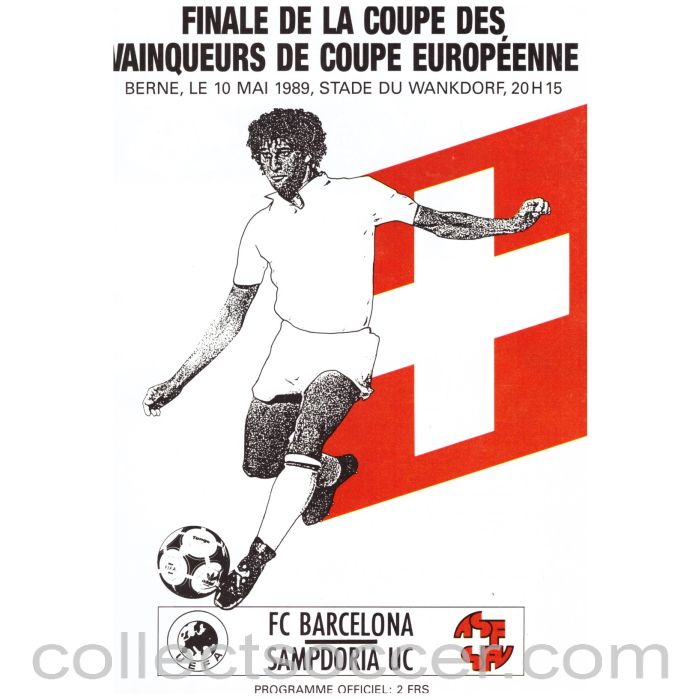 1989 Cup Winners Cup Final Official Programme Barcelona v Sampdoria