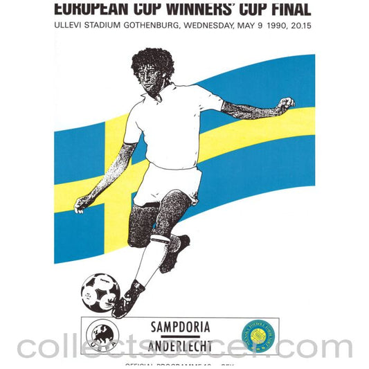 1990 Cup Winners Cup Final Official Programme Sampdoria v Anderlecht