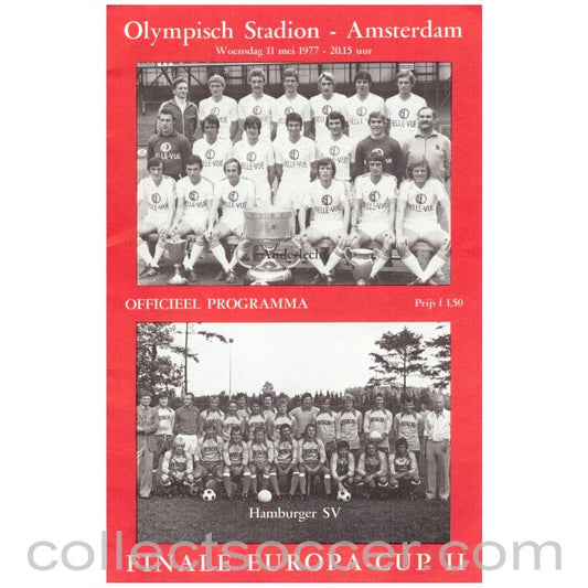 1977 Cup Winners Cup Final Official Programme Anderlecht v Hamburg