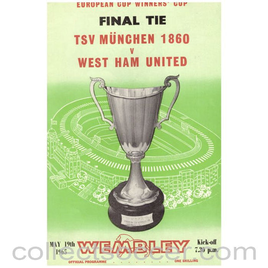 1965 Cup Winners Cup Final Official Programme 1860 Munich v West Ham United