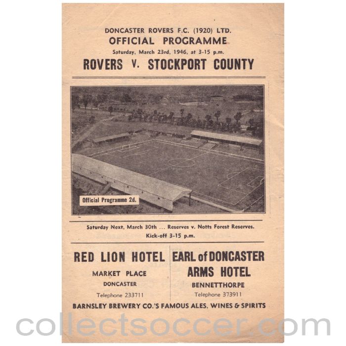 1946 - 1947 Doncaster Rovers v Stockport County Football Programme