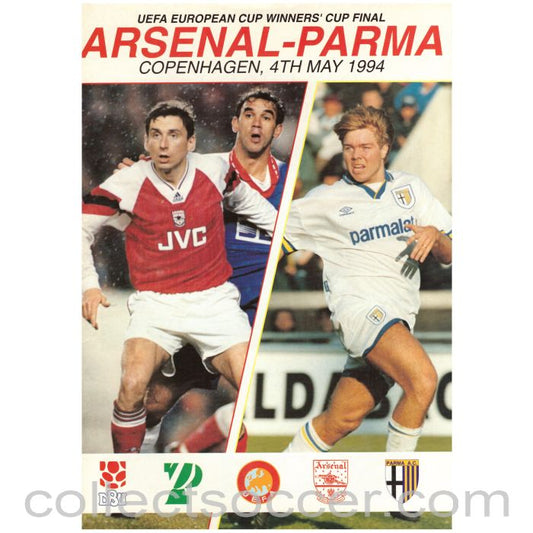 1994 Cup Winners Cup Final Official Programme with rare insert Arsenal v Parma