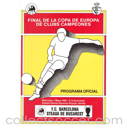 1986 European Cup Final Official Programme Barcelona v Steau Bucharest