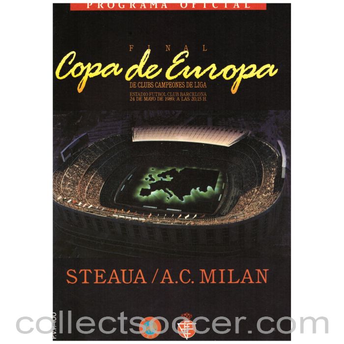 1989 European Cup Final Steaua Bucharest v AC Milan Official Programme
