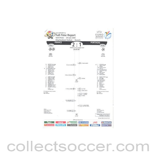 2000 - Euro 2000 - France v Portugal 28/06/2000 Full Time Report