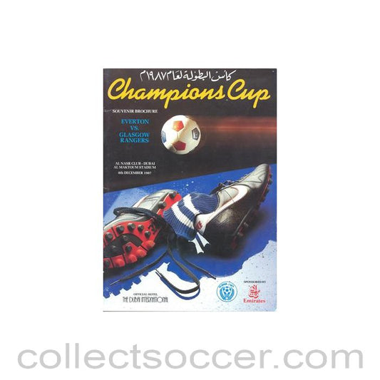 1987 - In Dubai - Everton v Glasgow Rangers official programme 08/12/1987 Champions Cup