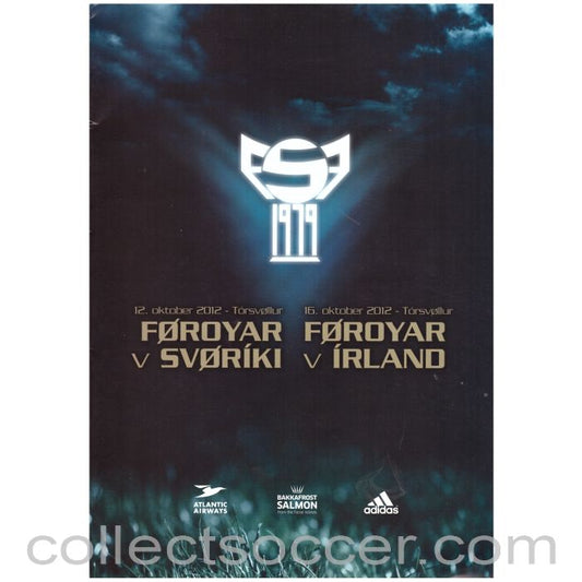 2012 Faroe Islands v Ireland and Sweden Double Programme