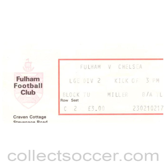 1980 Fulham V Chelsea Football Ticket